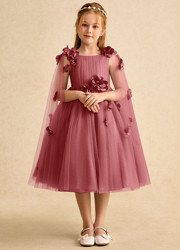 Azazie Staria Bloemenmeisjes Jurken Baljurk Jurk van Tule Ruches Antieke Roos image1