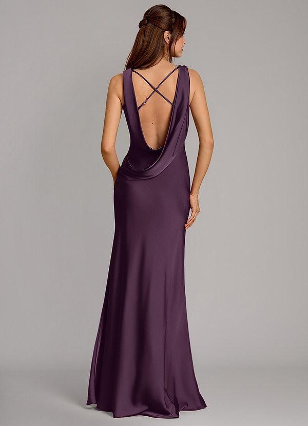 Azazie Cheryl Vestidos Dama de Honor Vestido de Ciruela de Satén Elástico de Corte Sirena image1