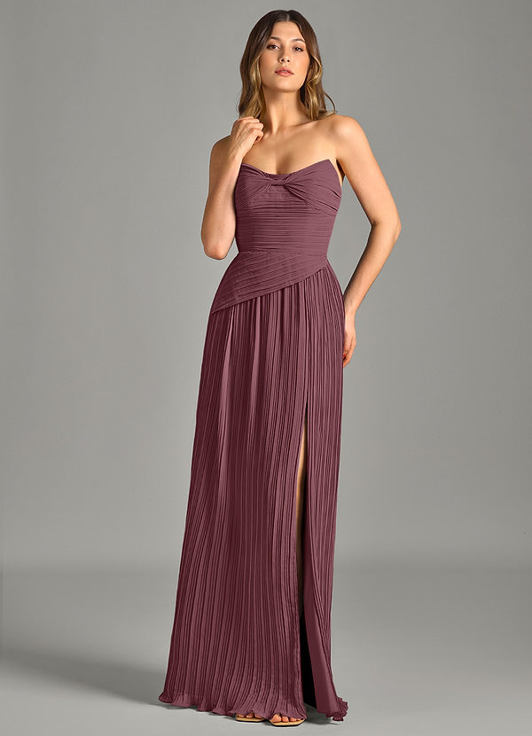 Azazie Becka Bridesmaid Dresses Sangria A-Line Strapless Chiffon Dress image1