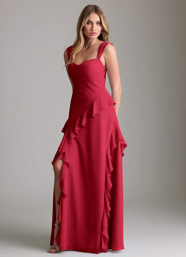 Azazie Sloane Bridesmaid Dresses Scarlet A-Line Sweetheart Neckline Chiffon Dress image1