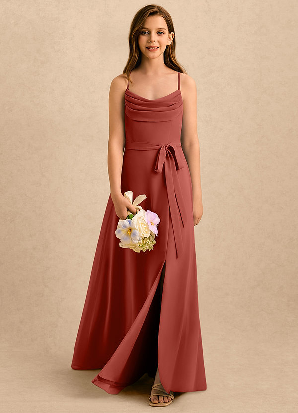 Azazie Jasslyn Girls Formal Sukienki dla dziewczynek sypiących kwiaty Linia A Pofałdowany Szyfon Długość podłogi Sukienka image1