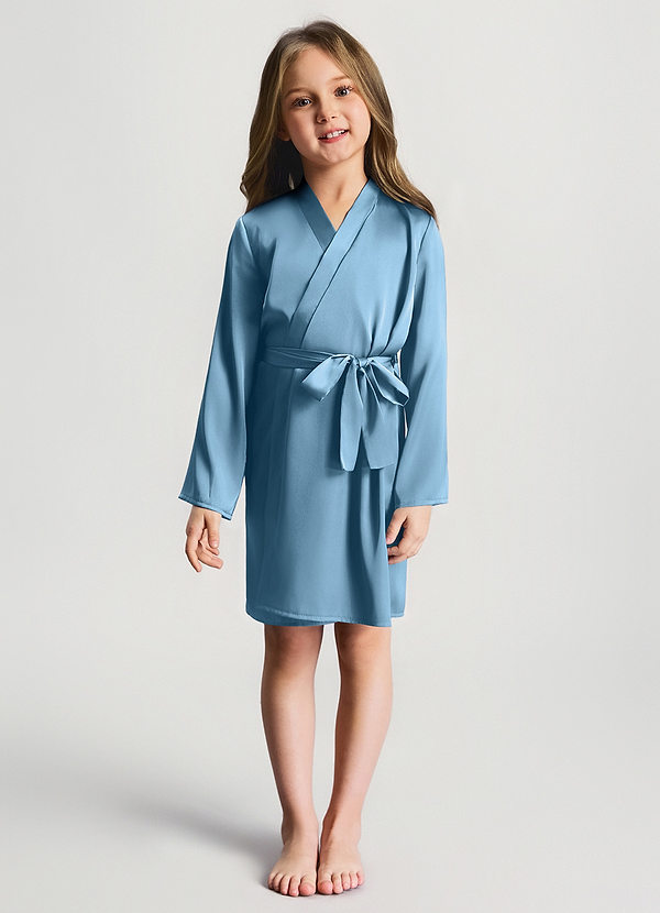 Steel Robe Steel Blue Girls Satin Robe Robes | Azazie
