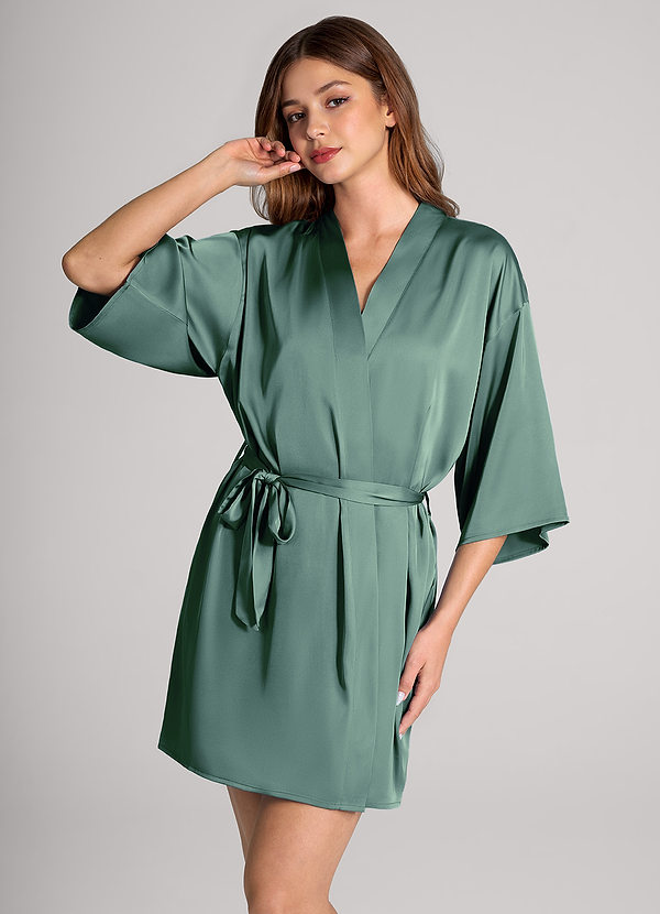 front Matching Color Classic Satin Robe