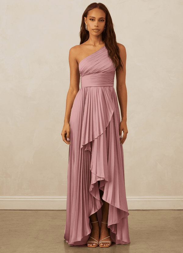 Christian Siriano Bridal for Azazie 1008 Bridesmaid Dresses Pleated One Shoulder Stretch Satin A-line Dress image1