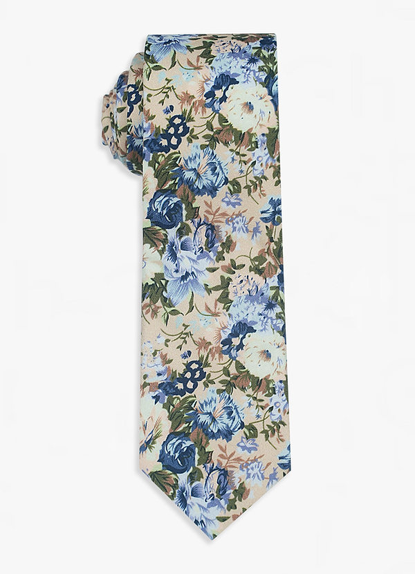 back Blue Floral Rose Tie Set
