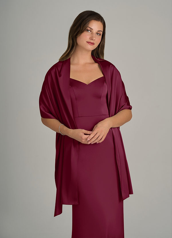 front Azazie Matching Color Ireland Stretch Satin Shawl