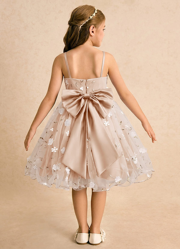 Azazie Junebug Blumenkinder Kleider Ballkleid Spaghetti Riemen Tüll Kleid Englisches Rosa image1