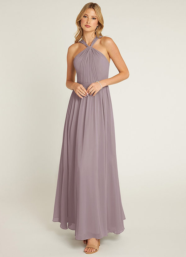Azazie Jacey Bridesmaid Dresses A-Line Pleated Chiffon Floor-Length Dress image1