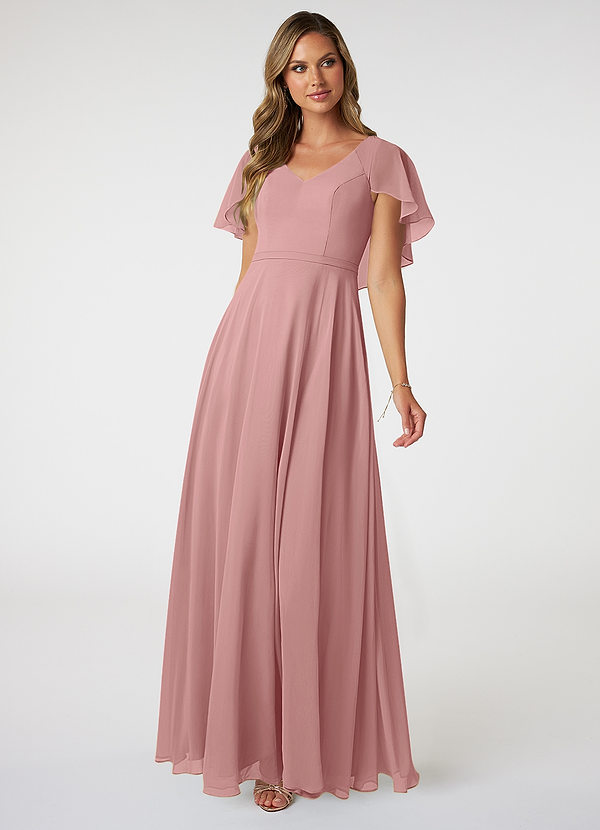 Azazie Jamie Bridesmaid Dresses Dusty Rose A-Line Chiffon Dress image1
