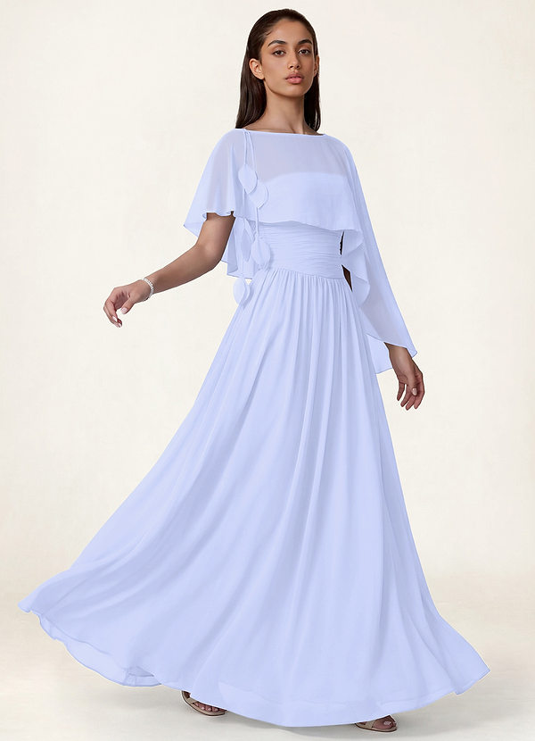 front Azazie Matching Color Floral Sheer Chiffon Cape