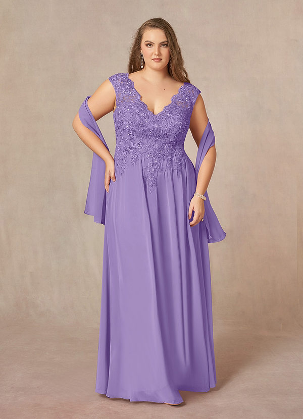 Azazie Amethyst Mother of the Brides Dresses Tahiti A-Line V-Neck Sequins Chiffon Dress image1