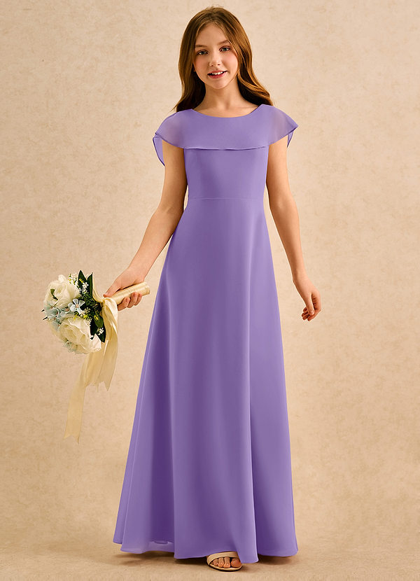 Azazie Kittie Girls Formal Sukienki dla dziewczynek sypiących kwiaty Linia A Szyfon Długość podłogi Sukienka image1