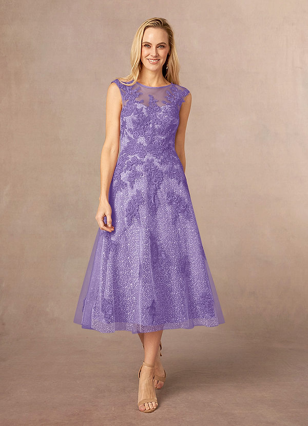 Azazie Flynn Mother of the Brides Dresses Tahiti A-Line Boatneck Lace Tulle Dress image1