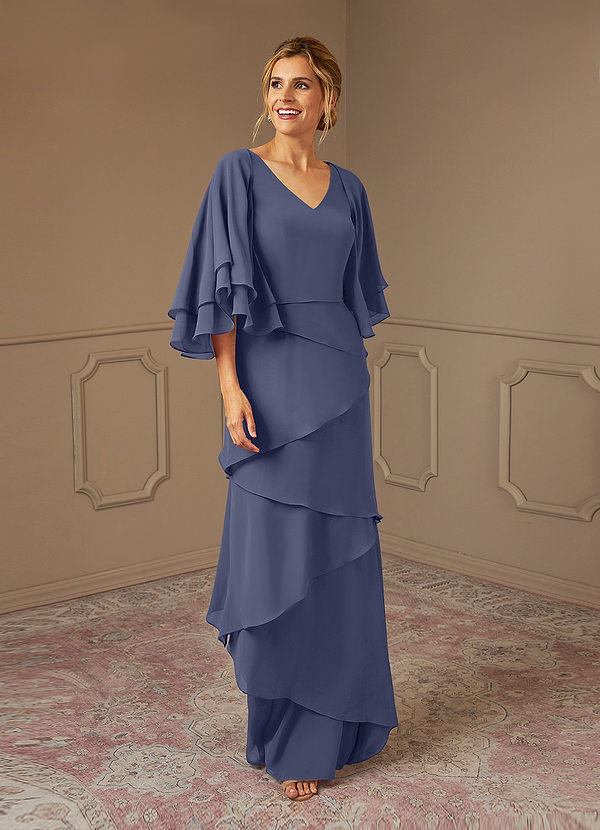 Azazie OHara Abiti da Mamma Sposa Abito A-Line in Chiffon con Scollo a V Stormy image1