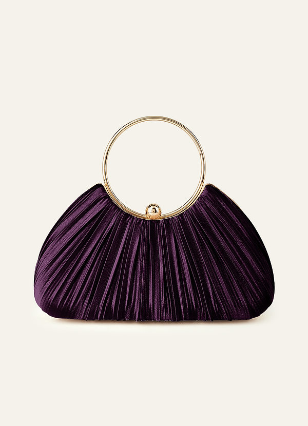 front Matching Color Metallic Satin Pleated Handbag