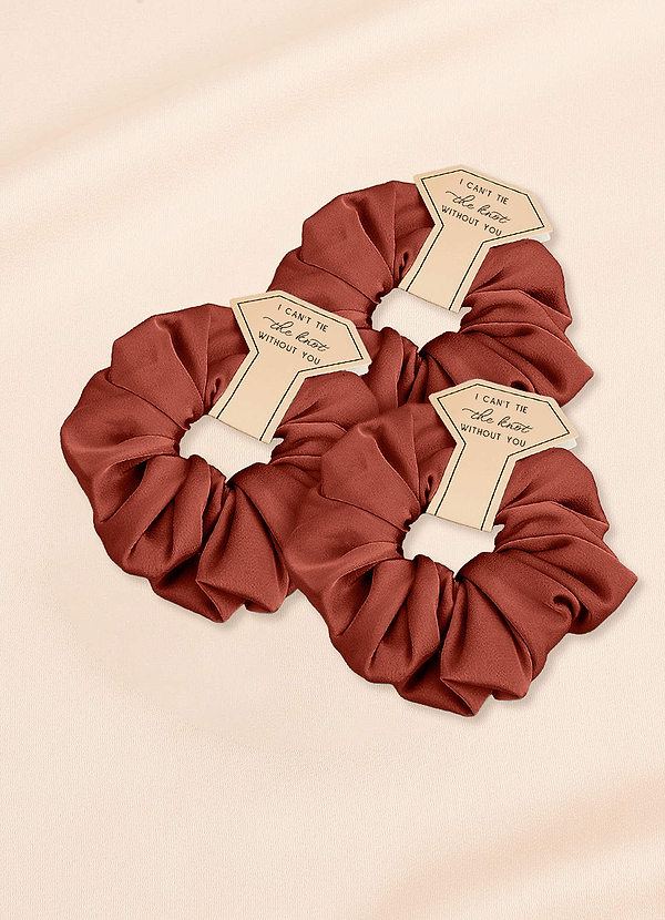 front Matching Color Three-Piece Bridesmaid Stretch Satin Over Size Scrunchie Set