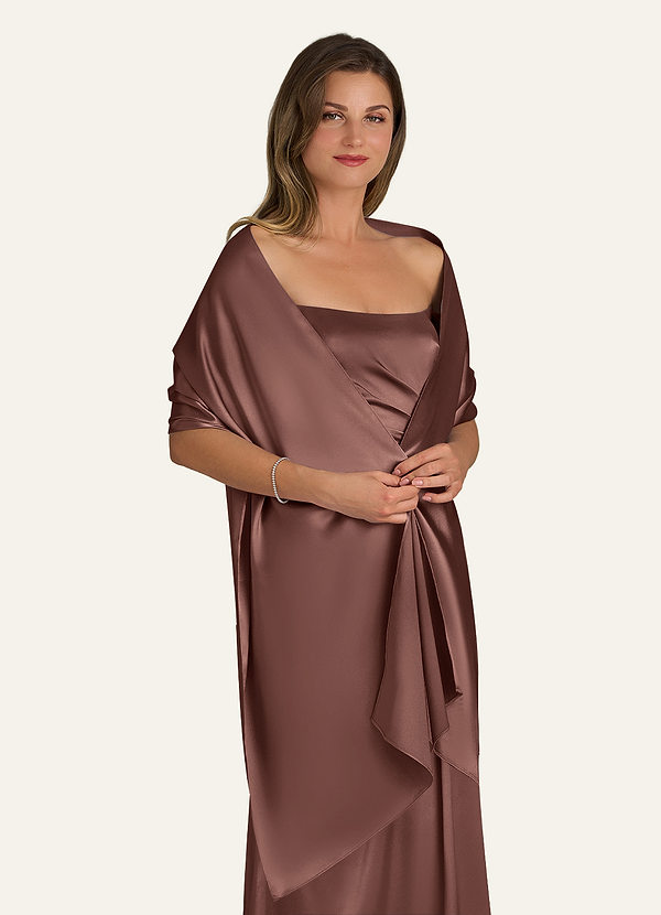 front Azazie Matching Color Metallic Satin Shawl