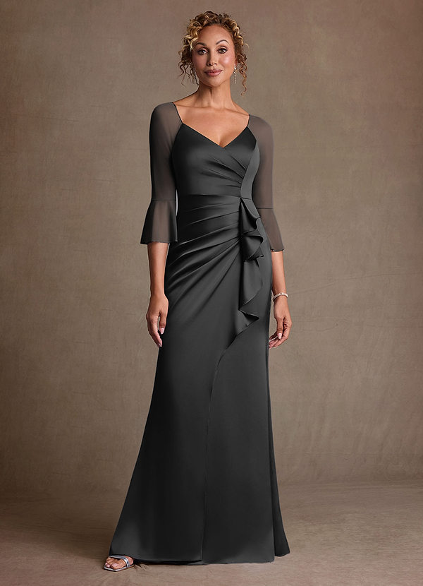 Azazie Nampa Klänningar till brudens mor Klä Tubklänning i Maska Plisserad Svart image1