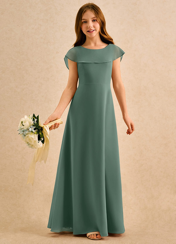 Azazie Kittie Girls Formal Bloemenmeisjesjurken A-lijn Jurk van Chiffon Eucalyptus image1