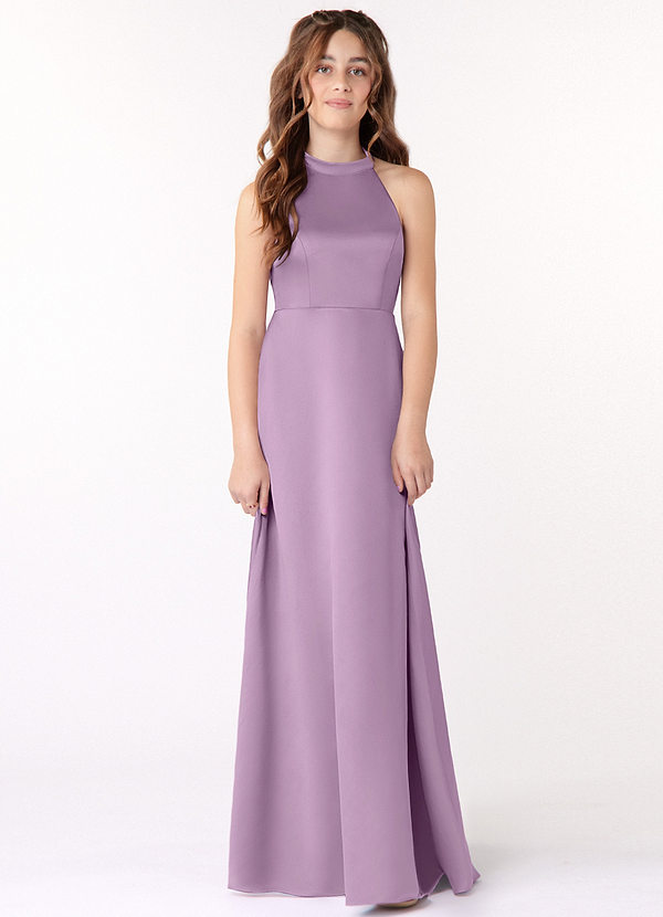 Elegant A-Line Bow Ruffle Junior Bridesmaid Dresses Wisteria