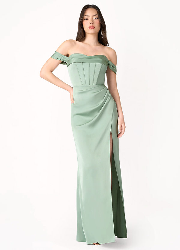 Nicole Aloe Green and Pistachio Contrast Maxi Dress image1