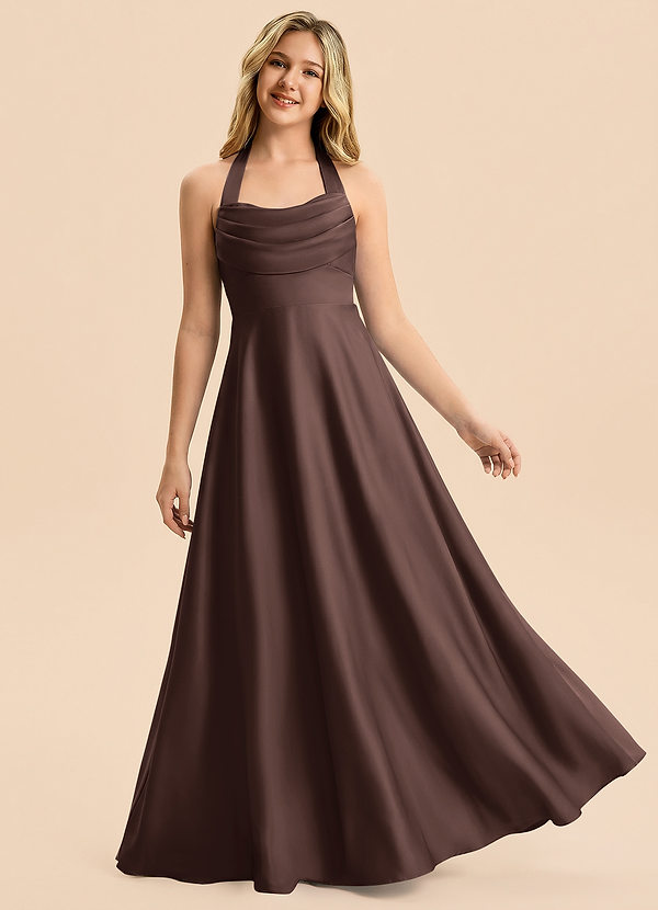 Azazie Kady Junior Ganache A-Line Sweetheart Neckline Stretch Satin Dress image1