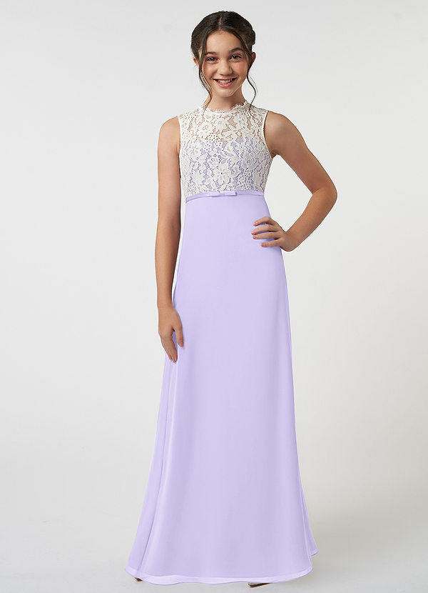 Azazie Rana Junior Lilac A-Line Lace Chiffon Dress image1