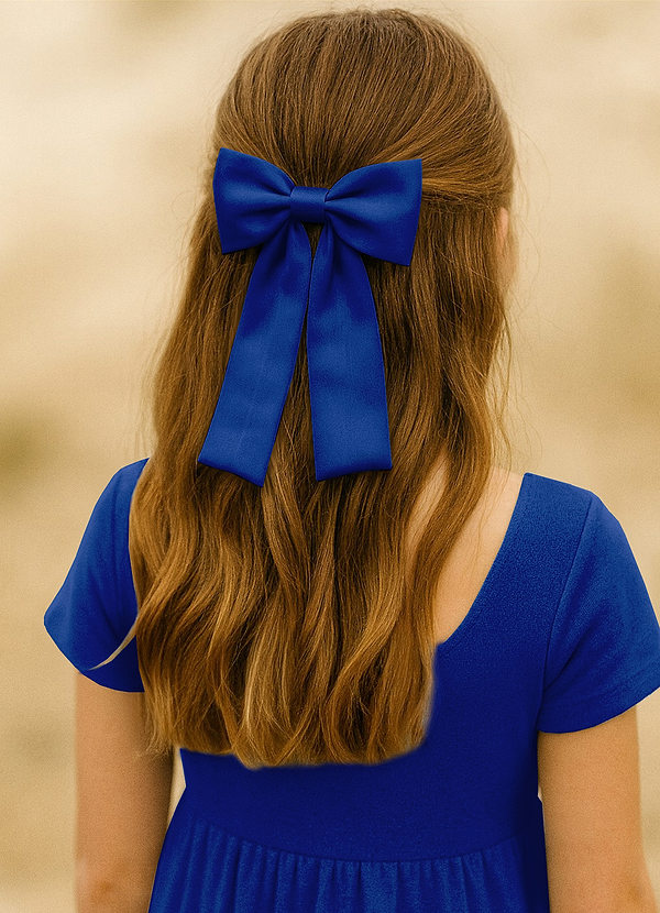 front Girls Satin Bow Hair Clip Set