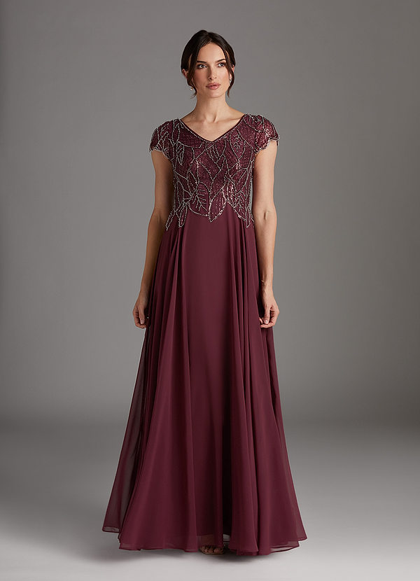 Azazie Eleanor Abiti da Mamma Sposa Abito A-Line in Chiffon Lustrini Cabernet image1