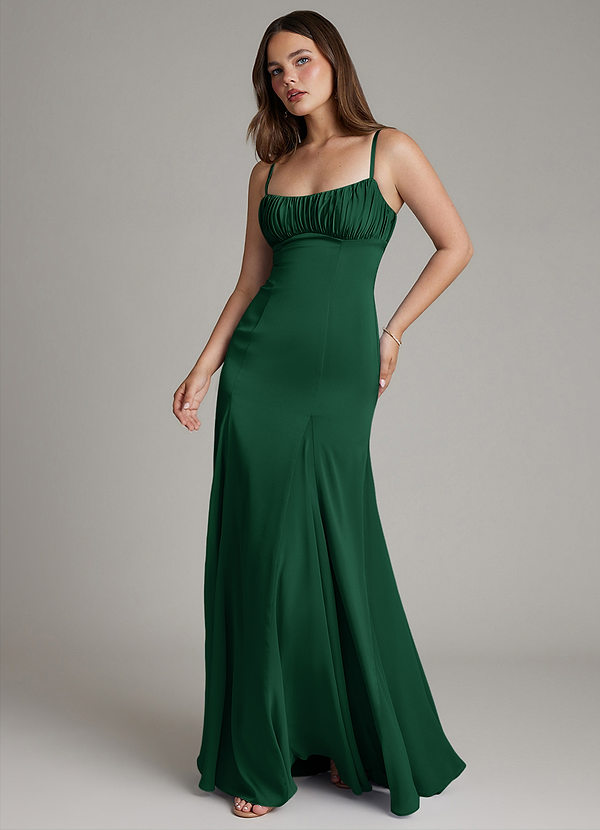 Azazie Avira Suknie dla druhen Syrena Satyna elastyczna Do ziemi Sukienka image1