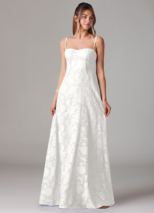 Azazie Valentine Brudepigekjoler En streg Kæresteudskæring Blomsterudbrændthed Gulv-længde Kjole image1