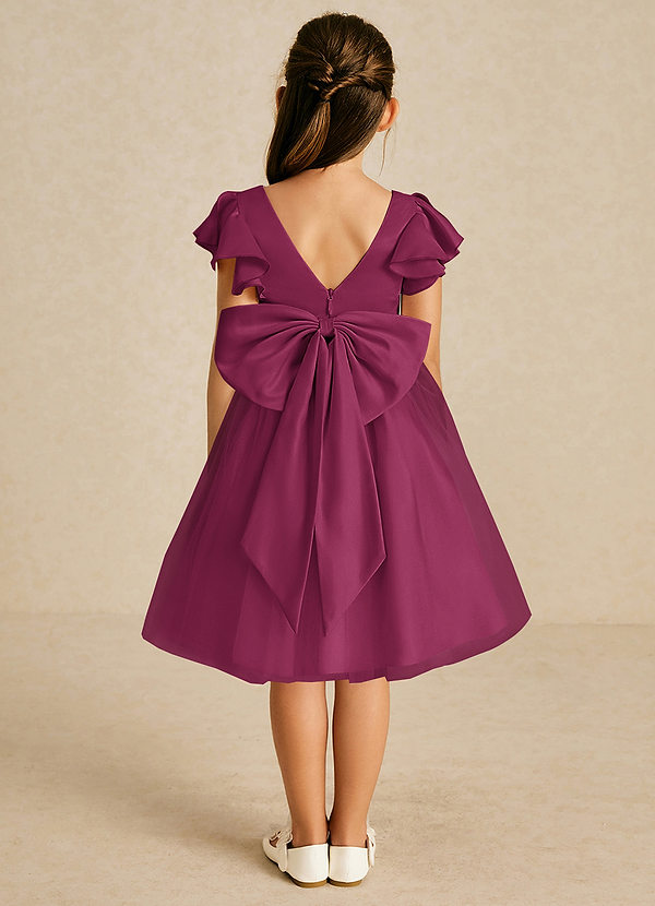 Azazie Kaeya Flower Girl Dresses Mulberry A-Line Bow Tulle Dress image1