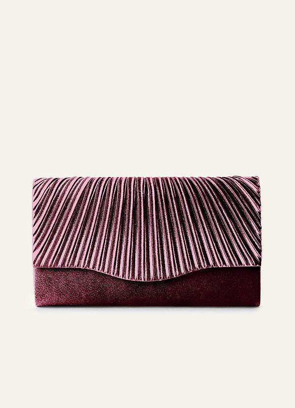 front Matchande färg veckad metallisk satin kuvertkoppling