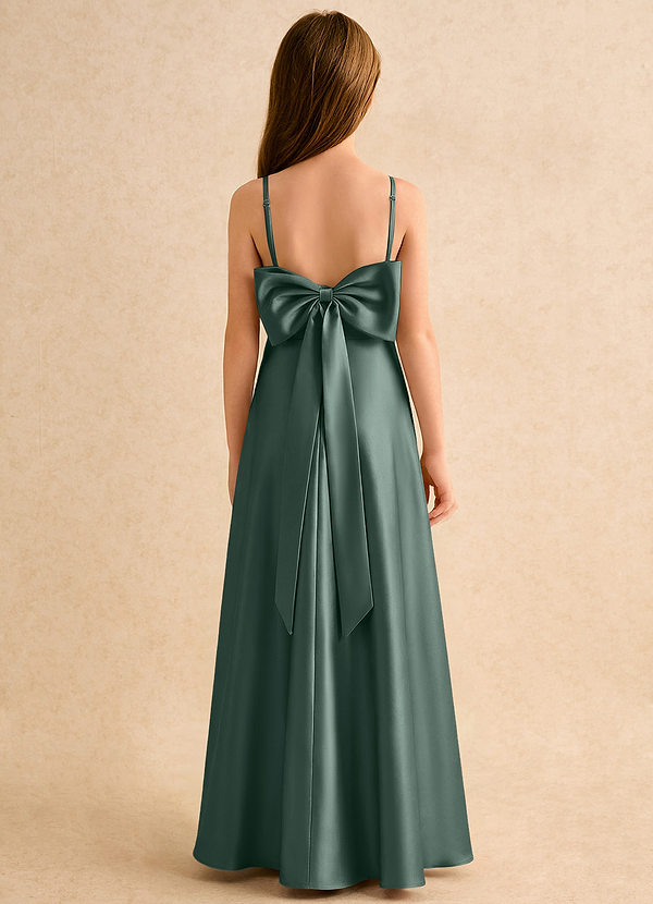 Azazie Joella Girls Formal Abiti da Ragazza di Fiori Abito A-Line in Raso Elasticizzato Plissettato Muschio Marino image1