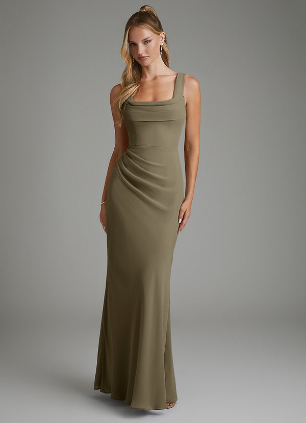 Azazie Asa Brautjungfernkleider Etui Korsett Chiffon Kleid Weidengrün image1