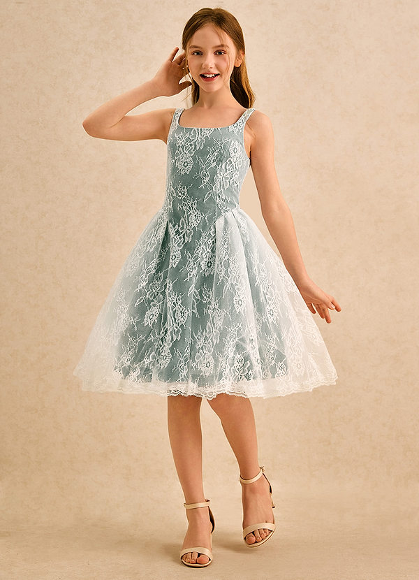 Azazie Cubbie Girls Formal Flower Girl Dresses Sea Moss A-Line Lace Dress image1