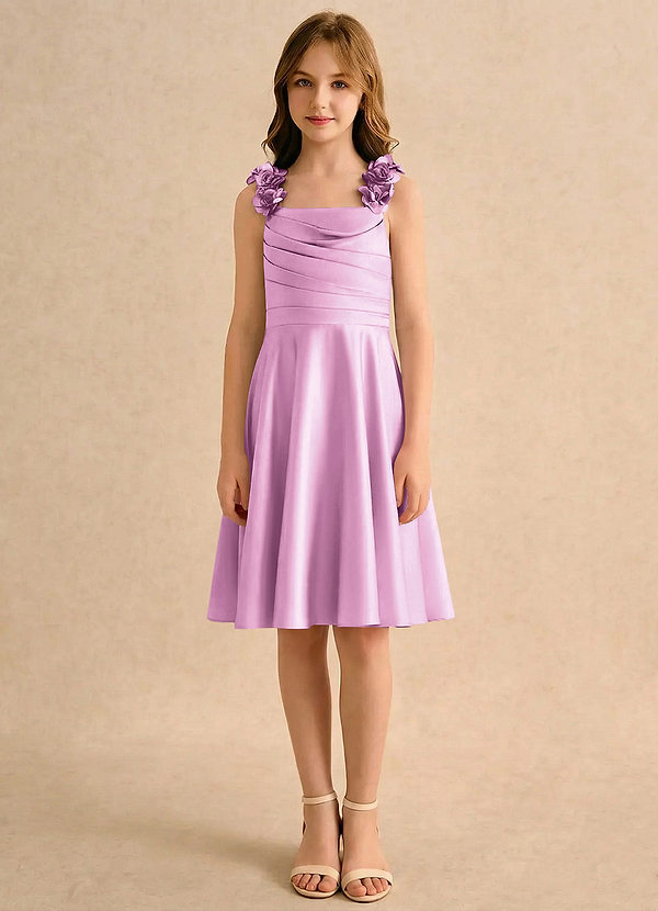 Azazie Resa Girls Formal Klänningar för brudeflicka Klä A-Line i Matt satäng Plisserad image1