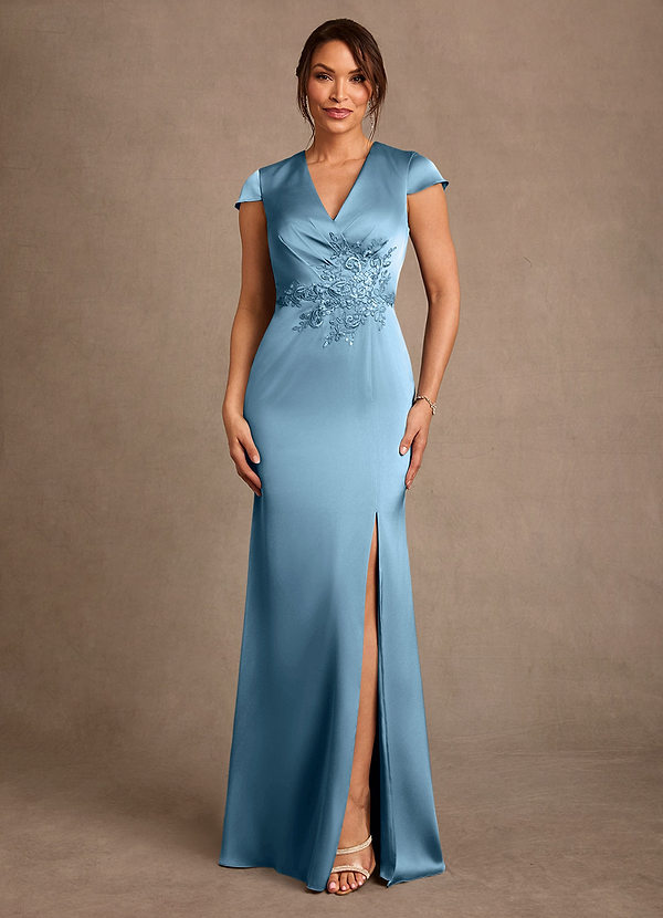 Azazie Rilda Kjoler til brudens mor Skede Blonder Stræk satin Gulv-længde Kjole image1