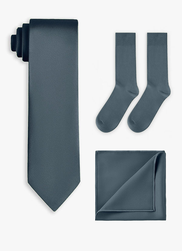 front Matchande set med bred slips, näsduk och strumpor i stretchsatin