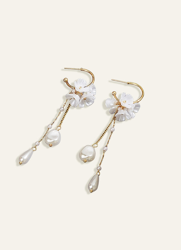 front Fringed Flower Pearl Earrings