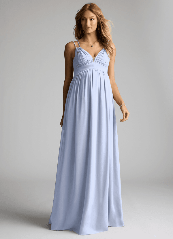 Azazie Emree Maternity Bridesmaid Dresses A-Line Chiffon Floor-Length Dress image1