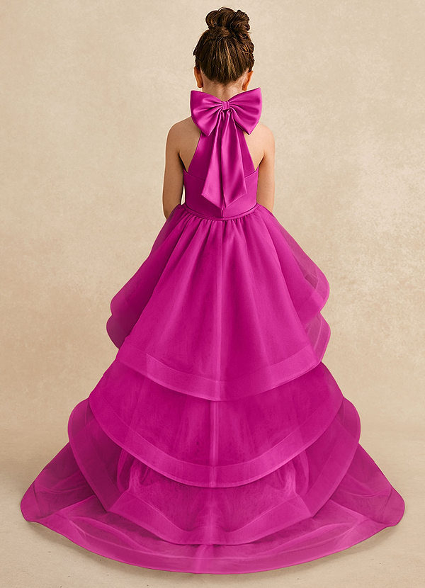 Azazie Bev Flower Girl Dresses Fuchsia A-Line Convertible Tulle Dress image1