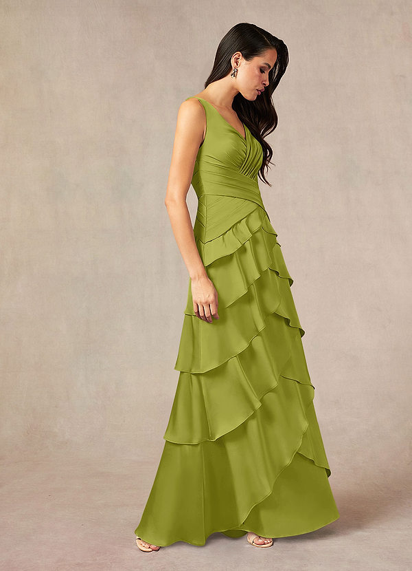 Azazie Viola Abiti da Mamma Sposa Abito A-Line in Raso Elasticizzato Plissettato Citronella image1