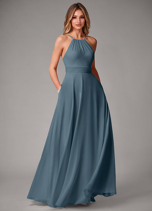 Azazie Amalia Bridesmaid Dresses Twilight A-Line Pleated Chiffon Dress image1