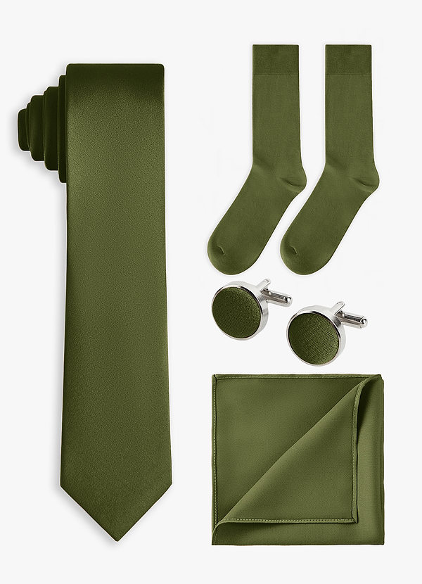 front Matching color 4-Piece Stretch Satin Skinny Tie Set