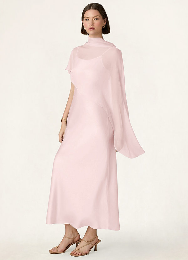 front Azazie Matching Color Chiffon Bias Cut Cape