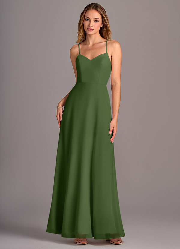 Azazie Mei Bridesmaid Dresses Olive A-Line Chiffon Dress image1