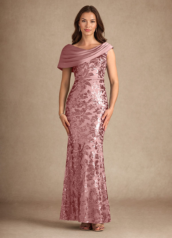 Azazie Marion Mother of the Brides Dresses Dusty Rose Mermaid Sequins Dress image1