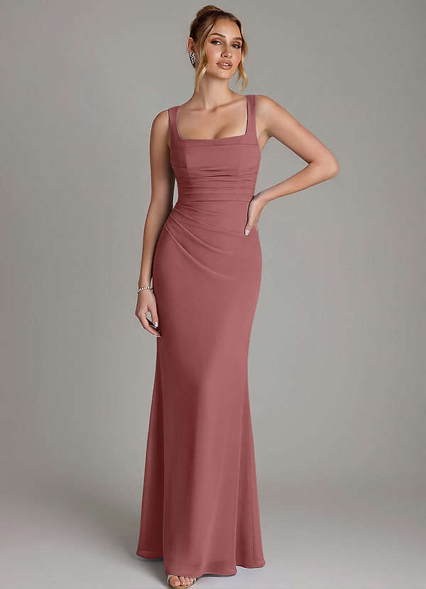 Azazie Agustina Bridesmaid Dresses Amethyst Mermaid Corset Chiffon Dress image1