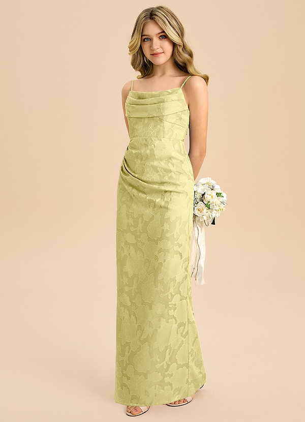 Azazie Mai Junior Vestido Sorvete De Limão de Esgotamento Floral de Bainha com Plissado image1